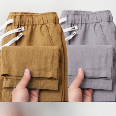 2 Pcs Remi Cotton Trouser(Ash, Khaki)