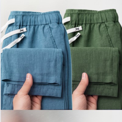 2 Pcs Remi Cotton Trouser(blue, olive)