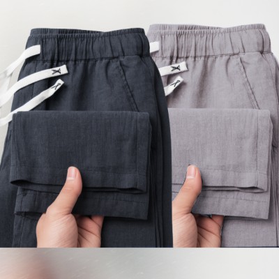2 Pcs Remi Cotton Trouser(Ash, Khaki)