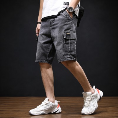 6 Pocket Denim Cargo Shorts(Black)