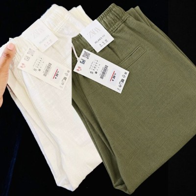 2 Pcs combo Most Demandable cotton trouser for Men (White & Olive)