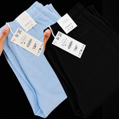 2 Pcs combo Most Demandable cotton trouser for Men (Sky & Black)