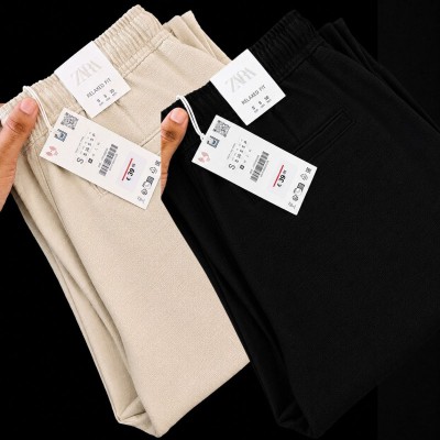 2 Pcs combo Most Demandable cotton trouser for Men (Biscuit & Black)