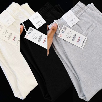 3 Pcs combo Most Demandable cotton trouser for Men (White, Black & Ash)