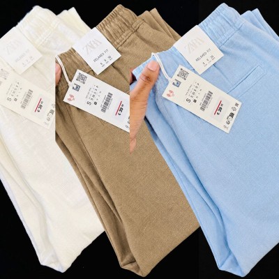 3 Pcs combo Most Demandable cotton trouser for Men (White, Brown & Sky)